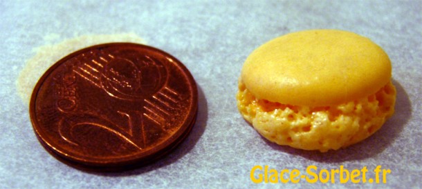 Comparaison d'un petit macaron et d'une pièce de 2 centimes